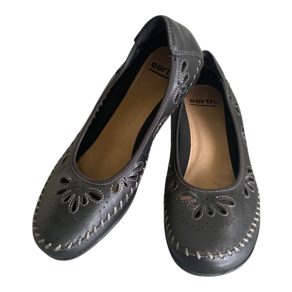 Earth Azza Leather Cutout Ballet Flat Comfort Shoes 9​​​​